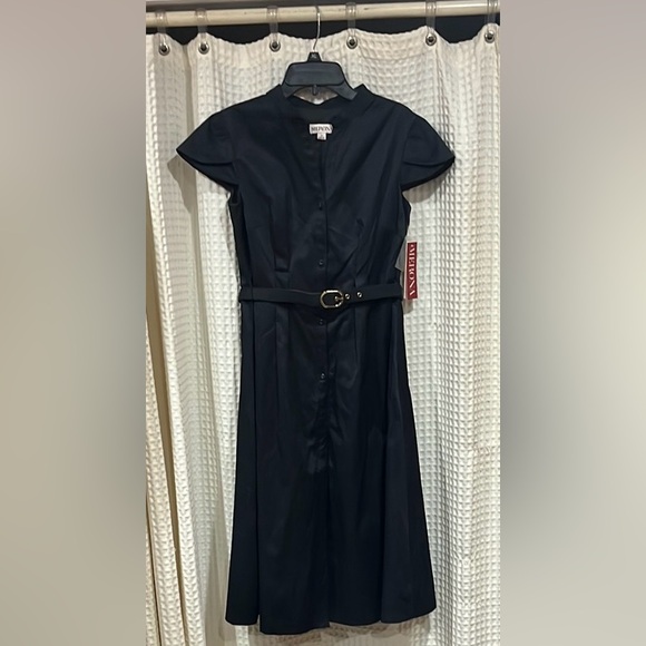 ✔️NEW Merona Black A-Line Dress with Mandarin Collar and Flutter Sleeves - Picture 4 of 8